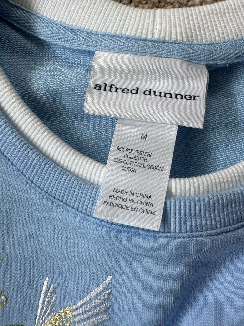 Alfred Dunner Light Blue Floral Hummingbird Short Sleeve Top M grannycore pastel - Picture 5 of 12